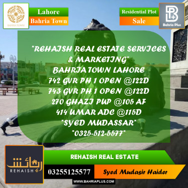 Residential Plot for Sale in Bahria Town, Lahore - (BP-210055)