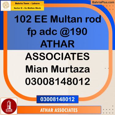 20 Marla Residential Plot for Sale in Sector D - EE Multan Block -  Bahria Town, Lahore - (BP-210091)