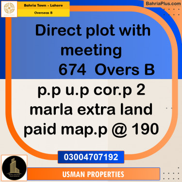 12 Marla Residential Plot for Sale in Overseas B -  Bahria Town, Lahore - (BP-210165)