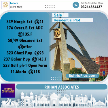 Residential Plot for Sale in Bahria Town, Lahore - (BP-210191)