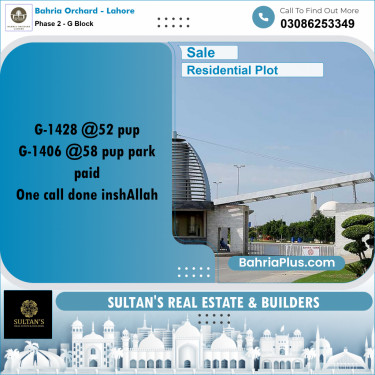 5 Marla Residential Plot for Sale in Phase 2 - G Block -  Bahria Orchard, Lahore - (BP-210343)