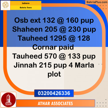 Residential Plot for Sale in Bahria Town, Lahore - (BP-210384)