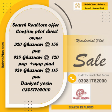 10 Marla Residential Plot for Sale in Sector F - Ghaznavi Block -  Bahria Town, Lahore - (BP-210434)