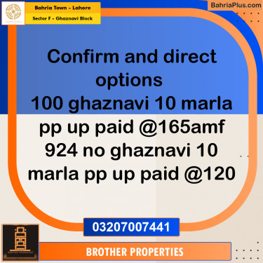 10 Marla Residential Plot for Sale in Sector F - Ghaznavi Block -  Bahria Town, Lahore - (BP-210494)