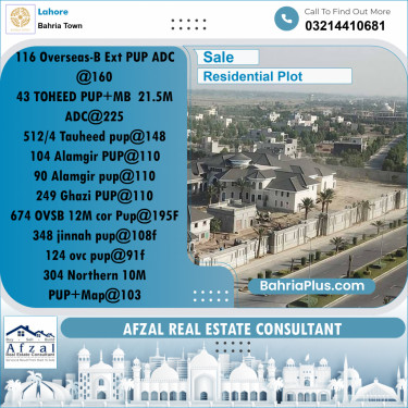 Residential Plot for Sale in Bahria Town, Lahore - (BP-210582)
