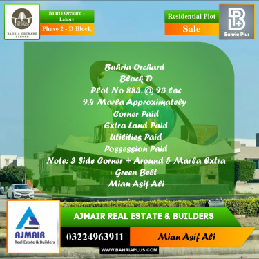 Residential Plot for Sale in Phase 2 - D Block -  Bahria Orchard, Lahore - (BP-210635)