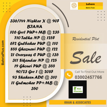 Residential Plot for Sale in Bahria Town, Lahore - (BP-210661)