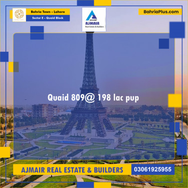 Residential Plot for Sale in Sector E - Quaid Block -  Bahria Town, Lahore - (BP-210664)