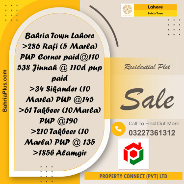 Residential Plot for Sale in Bahria Town, Lahore - (BP-210708)