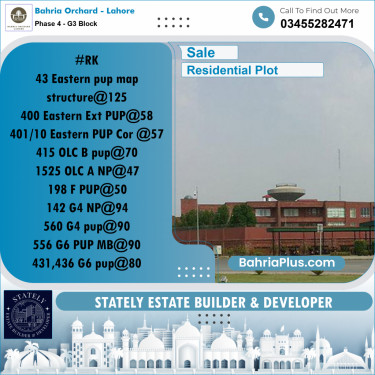 Residential Plot for Sale in Phase 4 - G3 Block -  Bahria Orchard, Lahore - (BP-210845)