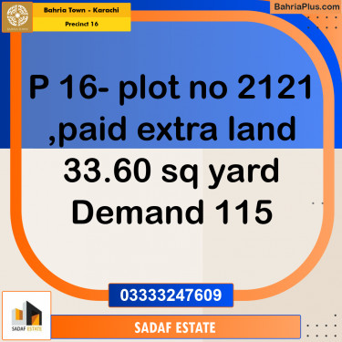 305 Sq. Yards Residential Plot for Sale in Precinct 16 -  Bahria Town, Karachi - (BP-210862)