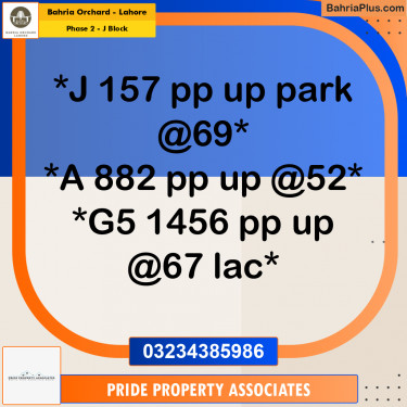 8 Marla Residential Plot for Sale in Phase 2 - J Block -  Bahria Orchard, Lahore - (BP-210887)
