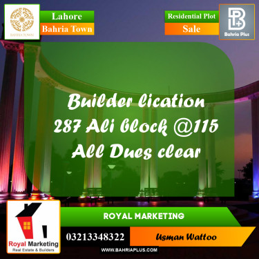 Residential Plot for Sale in Bahria Town, Lahore - (BP-210978)