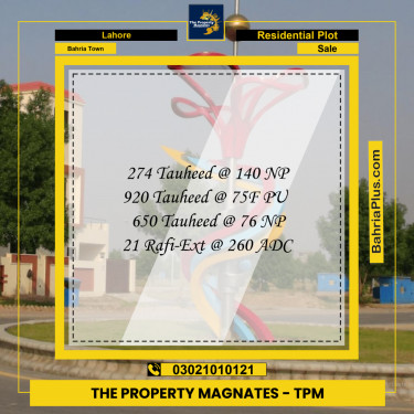 Residential Plot for Sale in Bahria Town, Lahore - (BP-211028)