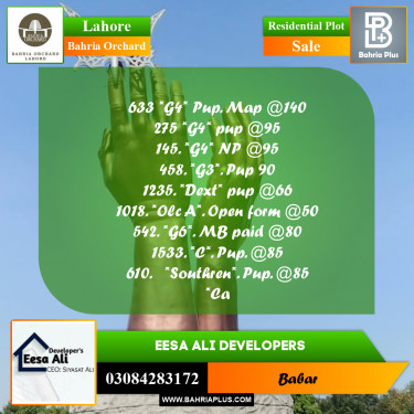 Residential Plot for Sale in Bahria Orchard, Lahore - (BP-211055)
