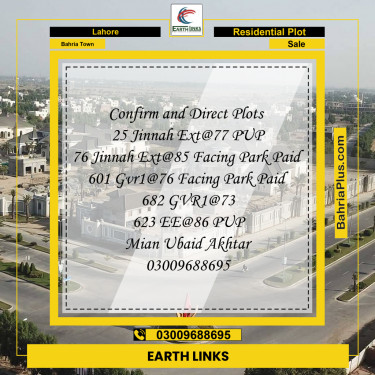 Residential Plot for Sale in Bahria Town, Lahore - (BP-211067)