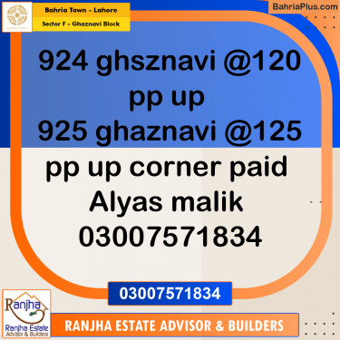 10 Marla Residential Plot for Sale in Sector F - Ghaznavi Block -  Bahria Town, Lahore - (BP-211094)