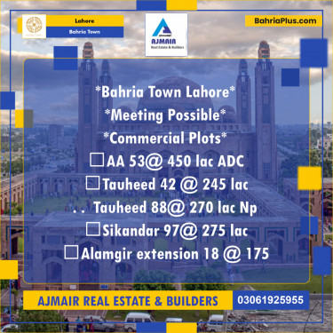 Commercial Plot for Sale in Bahria Town, Lahore - (BP-211120)