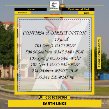 Residential Plot for Sale in Bahria Town, Lahore - (BP-211213)