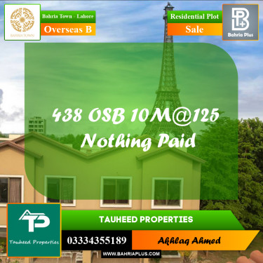 10 Marla Residential Plot for Sale in Overseas B -  Bahria Town, Lahore - (BP-211240)