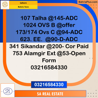 Residential Plot for Sale in Bahria Town, Lahore - (BP-211290)