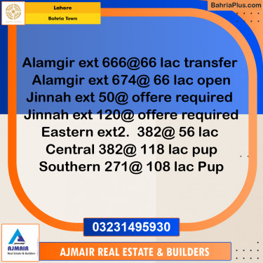 Residential Plot for Sale in Bahria Town, Lahore - (BP-211315)