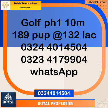 Residential Plot for Sale in Golf Phase 1 -  Bahria Town, Lahore - (BP-211363)