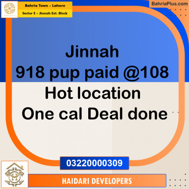 5 Marla Residential Plot for Sale in Sector E - Jinnah Ext. Block -  Bahria Town, Lahore - (BP-211368)