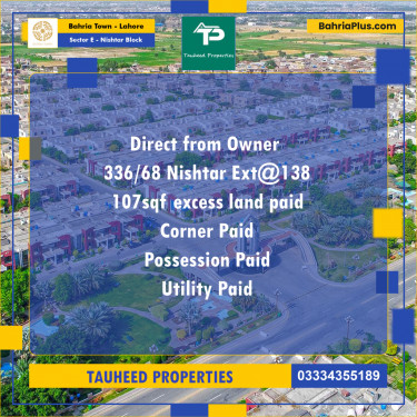 10.5 Marla Residential Plot for Sale in Sector E - Nishtar Block -  Bahria Town, Lahore - (BP-211376)