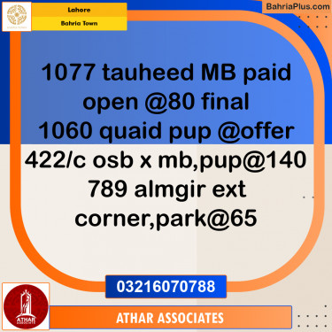 Residential Plot for Sale in Bahria Town, Lahore - (BP-211377)