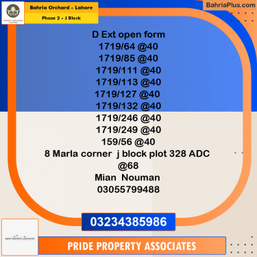 8 Marla Residential Plot for Sale in Phase 2 - J Block -  Bahria Orchard, Lahore - (BP-211388)
