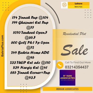 Residential Plot for Sale in Bahria Town, Lahore - (BP-211411)