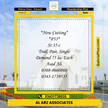 500 Sq. Yards Residential Plot for Sale in Precinct 33 -  Bahria Town, Karachi - (BP-211434)