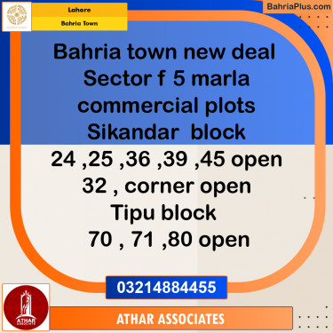 5 Marla Commercial Plot for Sale in Bahria Town, Lahore - (BP-211449)