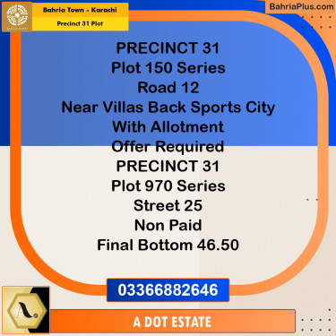 125 Sq. Yards Residential Plot for Sale in Precinct 31 Plot -  Bahria Town, Karachi - (BP-211514)