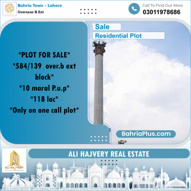 10 Marla Residential Plot for Sale in Overseas B Ext -  Bahria Town, Lahore - (BP-211523)