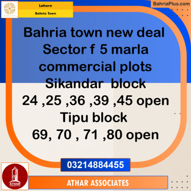5 Marla Commercial Plot for Sale in Bahria Town, Lahore - (BP-211546)
