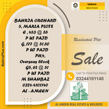 Residential Plot for Sale in Bahria Orchard, Lahore - (BP-211555)