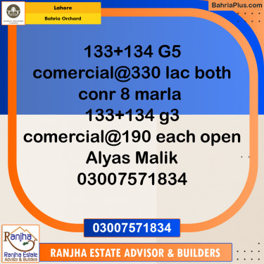 8 Marla Commercial Plot for Sale in Bahria Orchard, Lahore - (BP-211587)