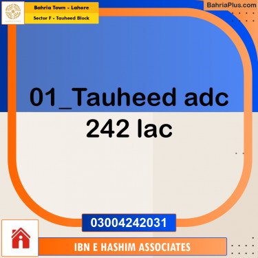 1 Kanal Residential Plot for Sale in Sector F - Tauheed Block -  Bahria Town, Lahore - (BP-211655)