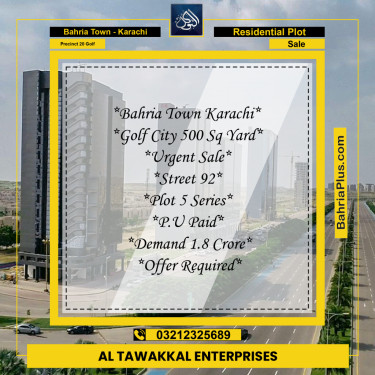 500 Sq. Yards Residential Plot for Sale in Precinct 20 Golf -  Bahria Town, Karachi - (BP-211707)