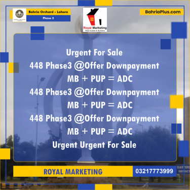 8 Marla Residential Plot for Sale in Phase 3 -  Bahria Orchard, Lahore - (BP-211738)