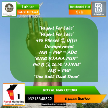 Residential Plot for Sale in Bahria Orchard, Lahore - (BP-211782)