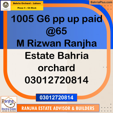 10 Marla Residential Plot for Sale in Phase 4 - G6 Block -  Bahria Orchard, Lahore - (BP-211841)