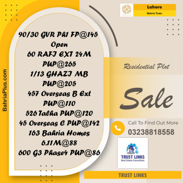 Residential Plot for Sale in Bahria Town, Lahore - (BP-211867)