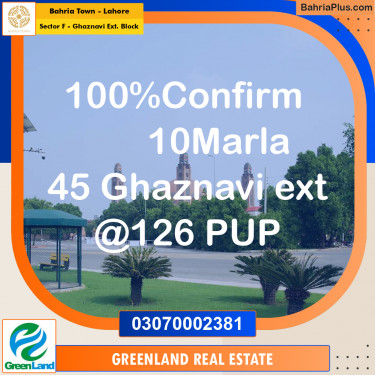 10 Marla Residential Plot for Sale in Sector F - Ghaznavi Ext. Block -  Bahria Town, Lahore - (BP-211871)