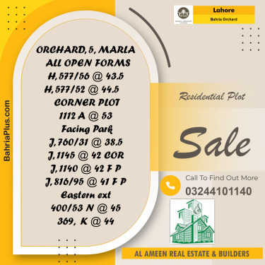 Residential Plot for Sale in Bahria Orchard, Lahore - (BP-211895)