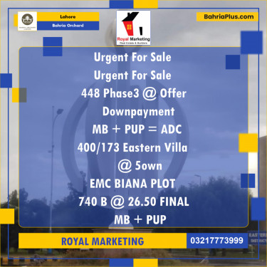 Residential Plot for Sale in Bahria Orchard, Lahore - (BP-211903)