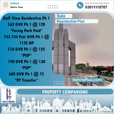 Residential Plot for Sale in Bahria Town, Lahore - (BP-211910)