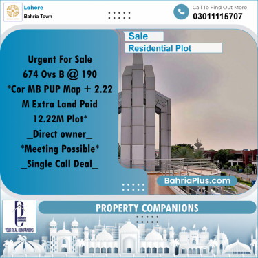 Residential Plot for Sale in Bahria Town, Lahore - (BP-211912)
